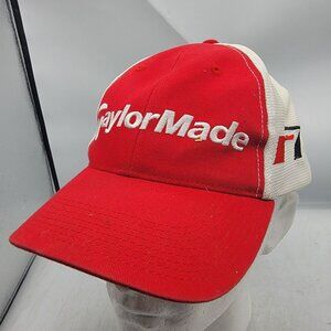 TaylorMade R7 Adults Red White Hat Cap Golf Casual Outdoors Adjustable Comfort